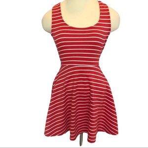 Delia’s red and white striped cross back sun dress S/XS